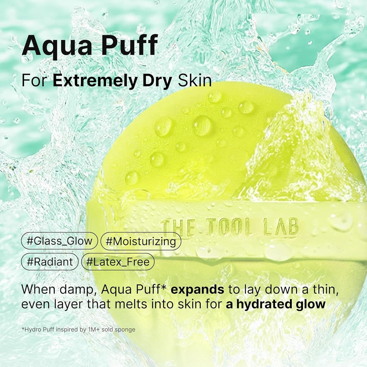 THE TOOL LAB Long-lasting Tension Puff 4P Set, Glow + Cover + Airy + Aqua, Liquid Cushion Foundation, Rubycell Makeup Sponge for Hydrating & Smooth Coverage, Korean Makeup (4P, 2.1 inch, Round) - Image 3