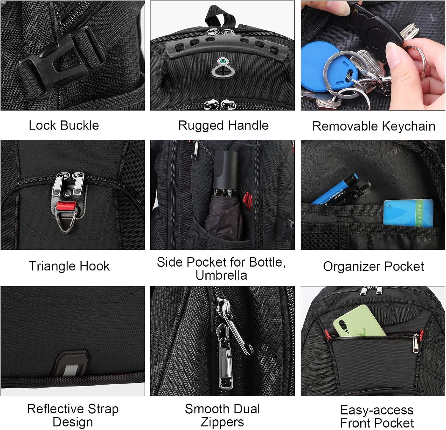 New Product Extra Large Laptop Backpack 17 Inch Travel Waterproof Backpacks College School Business Men Laptops Backpacks with USB Charging Port 17.3 Gaming Computer Backpack for Men Black