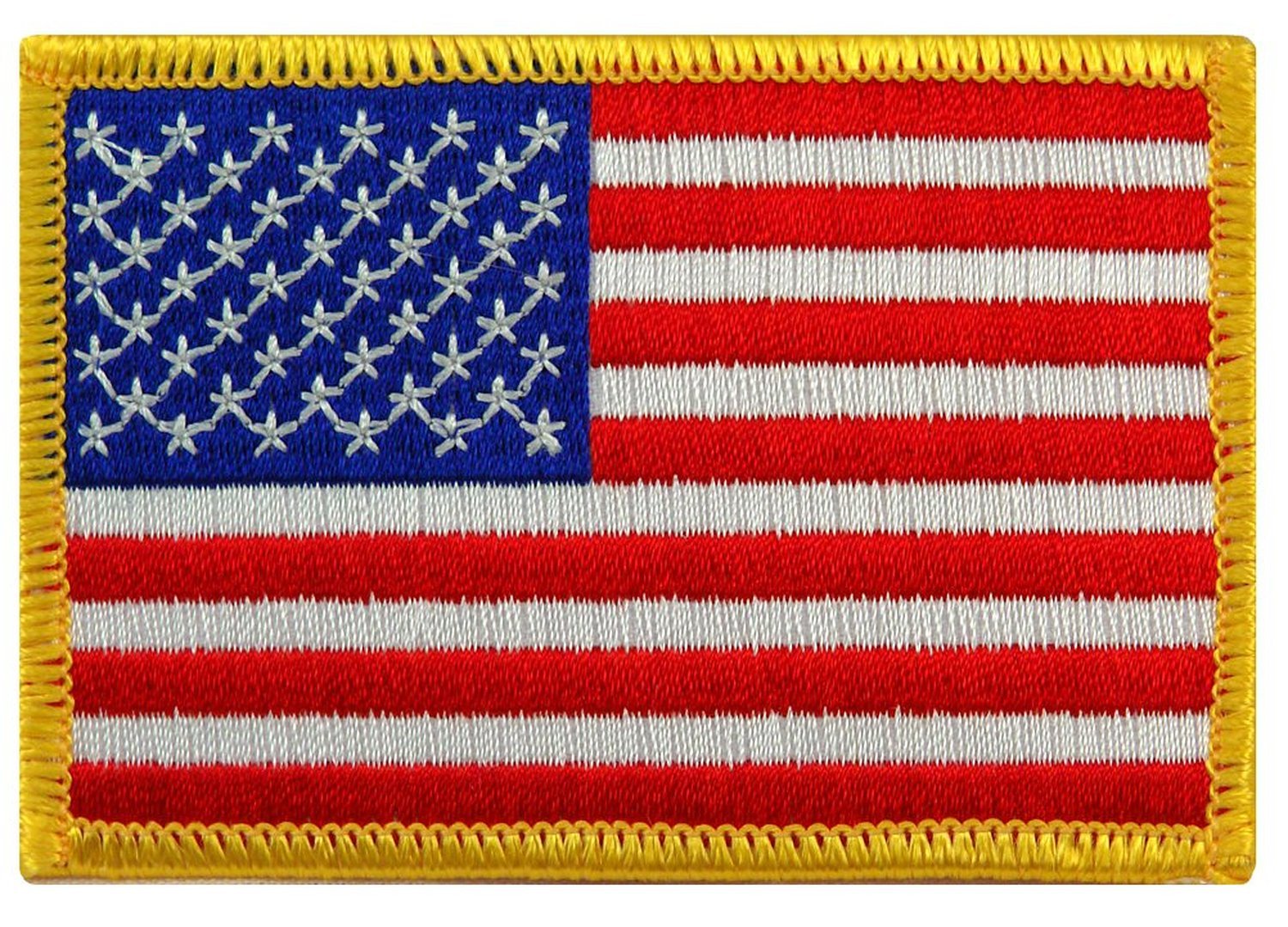 American Flag Embroidered Patch with Gold Border USA Military Uniform Emblem Morale (Red/Blue/Gold)