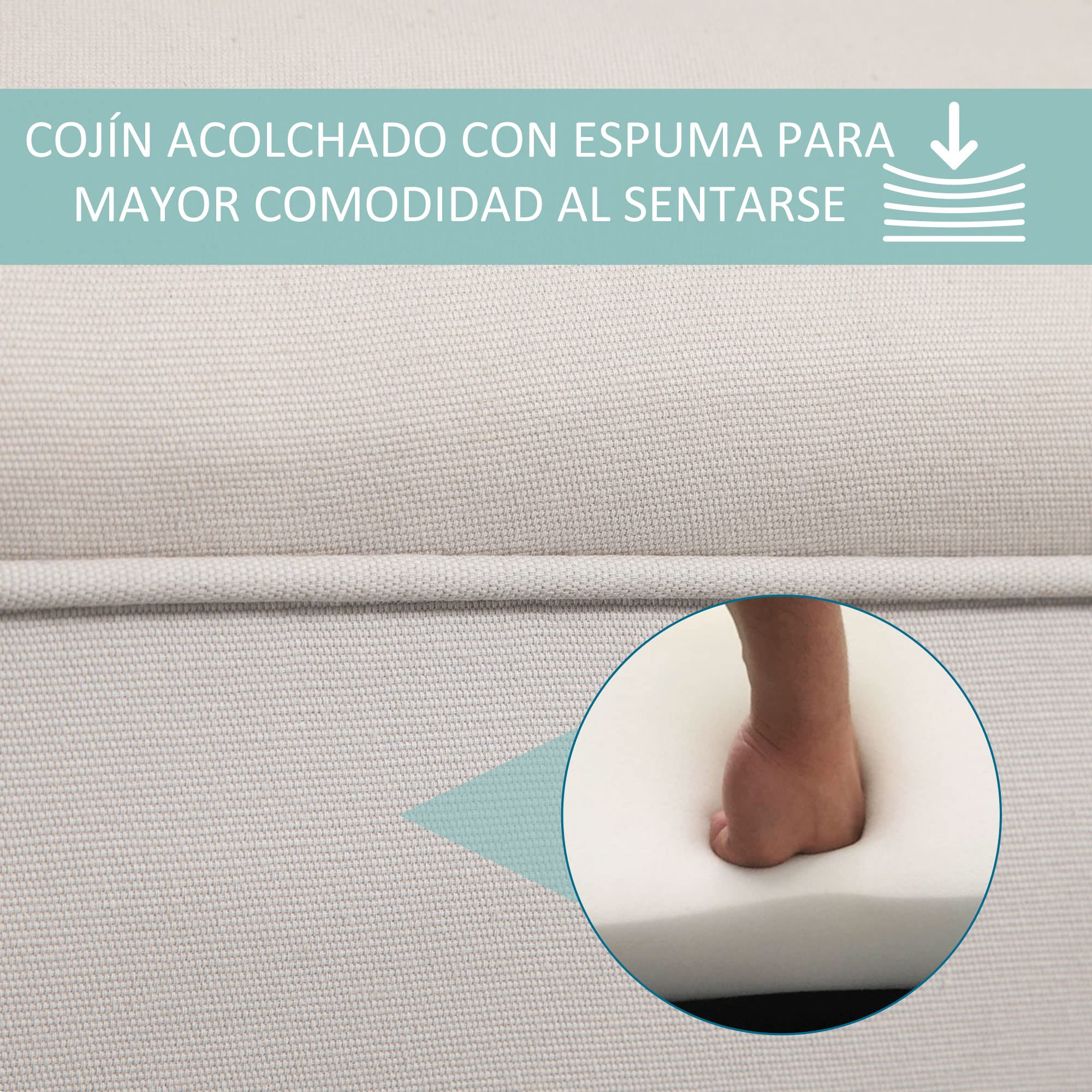HOMCOM Banco Zapatero Banqueta con Brazos Tapizada Madera 102x36x51cm Carga 130kg
