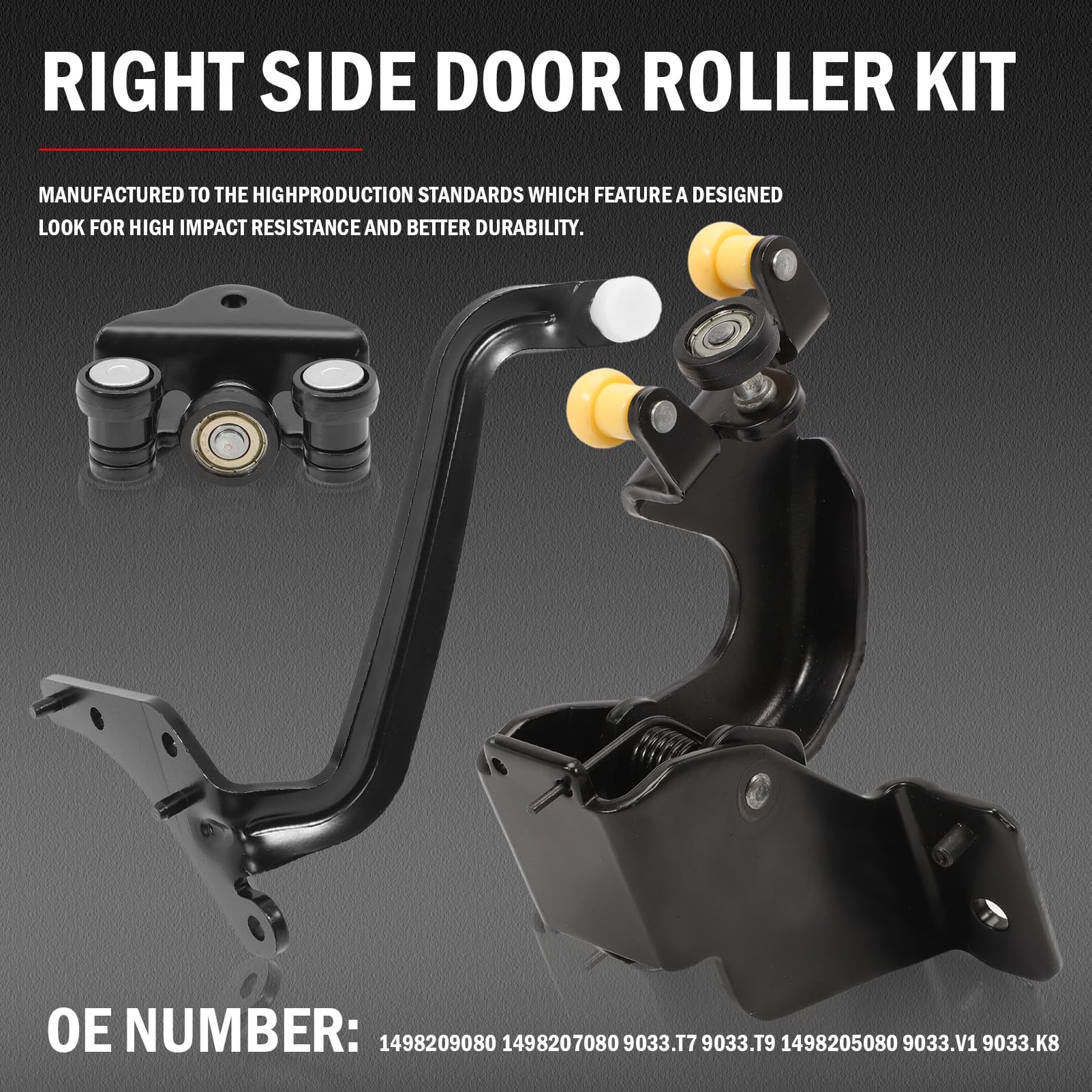 Kit de rodillos para puerta lateral compatible con Expert 2 Jumpy 2 2007-2016 Fiat Scudo 2007-2018 Guía de rodillos para puerta corredera 1498209080 1498207080 9033.T7 9033.T9