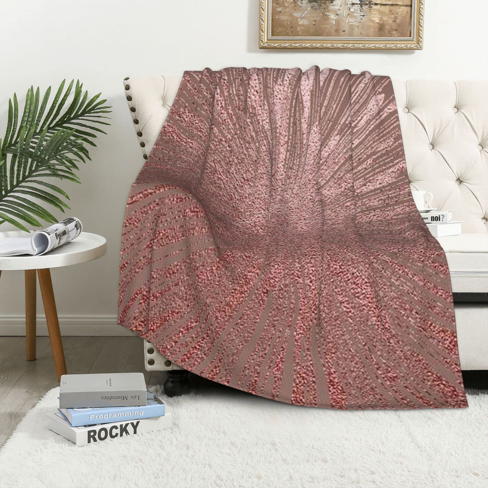 Couverture en flanelle rose plaid chaud et léger lit sofa toutes saisons