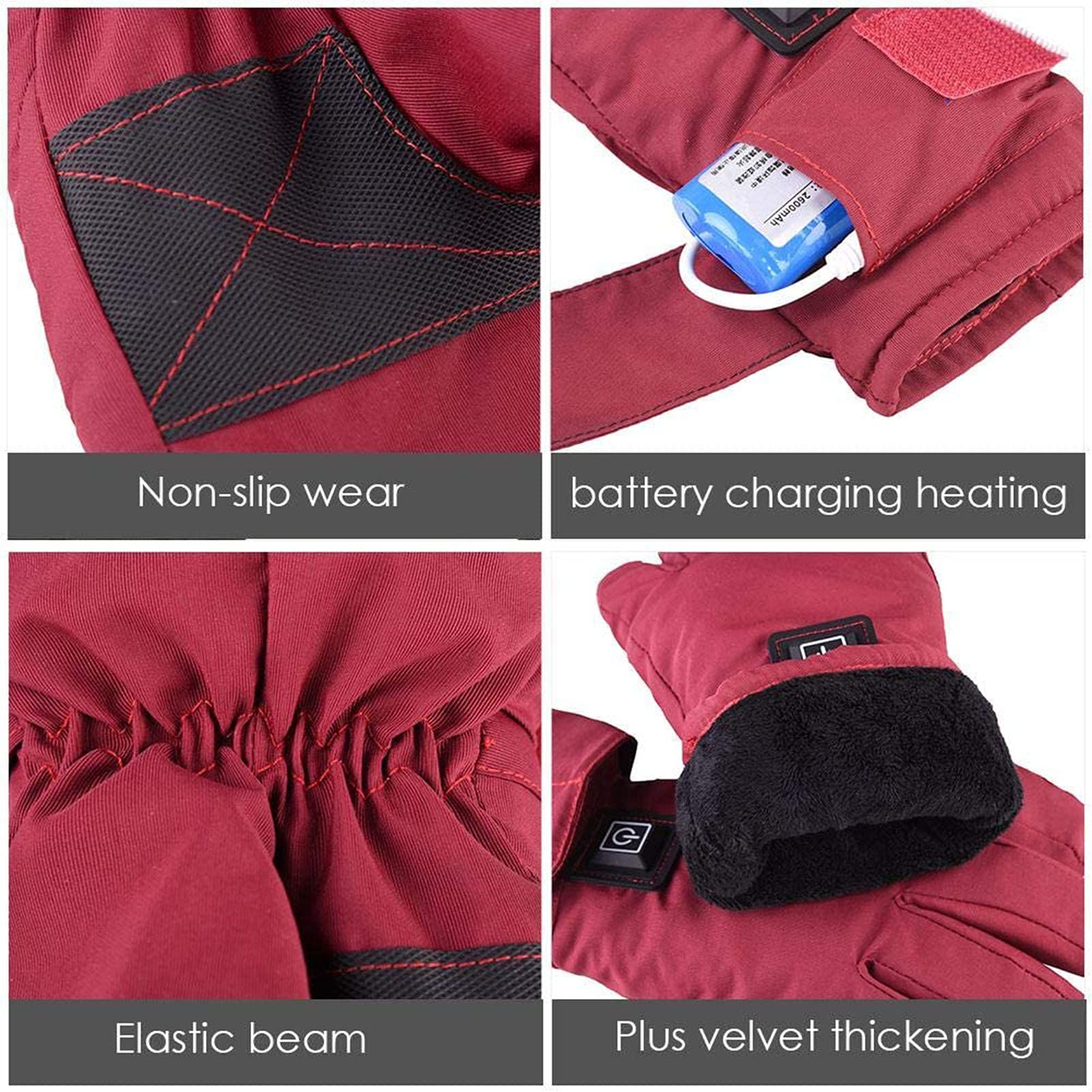 CHEWYNP Guanti riscaldanti elettrici - Guanti scaldamani Invernali Impermeabili Antivento Ricaricabili da Donna, per Moto, Sci, Alpinismo, Ciclismo, Campeggio, Pesca