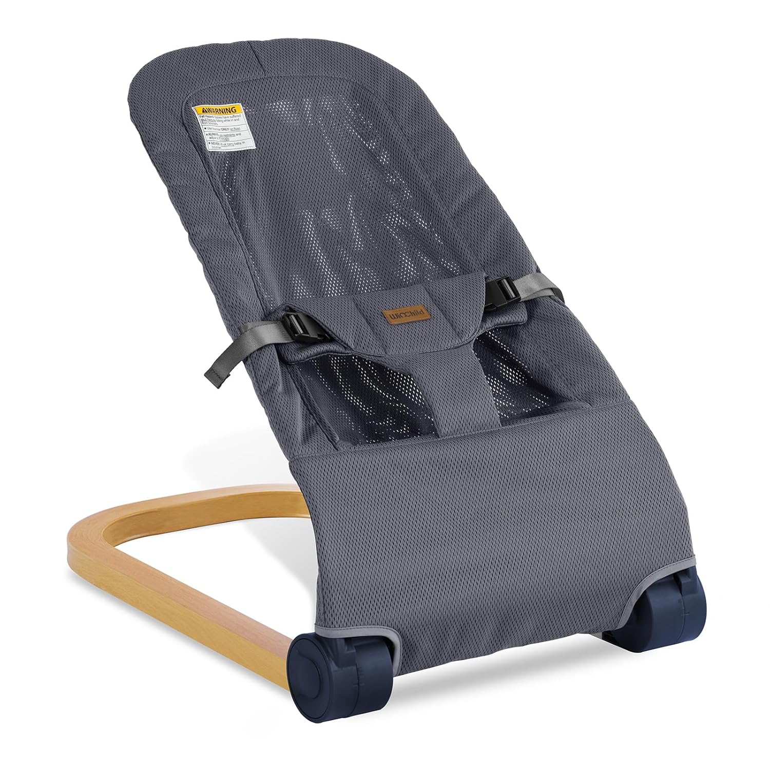 Baby Bouncer,Portable Baby Bouncer seat for Babies Newborn Bouncer Seat with 3-Point Harness,Ergonomic Design Infants Bouncy seat with Polyster Fabric Wood Grain,Natural Vibrations (Grey) Mesh Grey