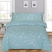 Dhestia Home - Winter Flannel Duvet Cover 100% Cotton Stars – Aqua Colour, Size 90 cm