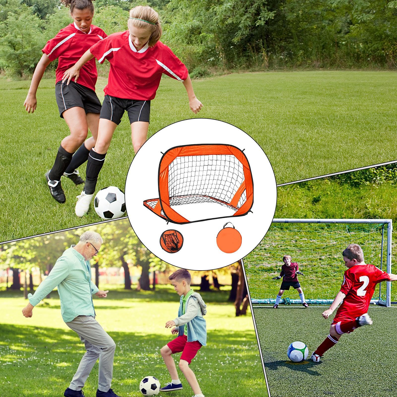 Porta da calcio pieghevole, rete da calcio pieghevole per interni ed esterni, leggera e facile da montare, ideale per allenamento in cortile, sport per bambini, giochi divertenti all'aperto