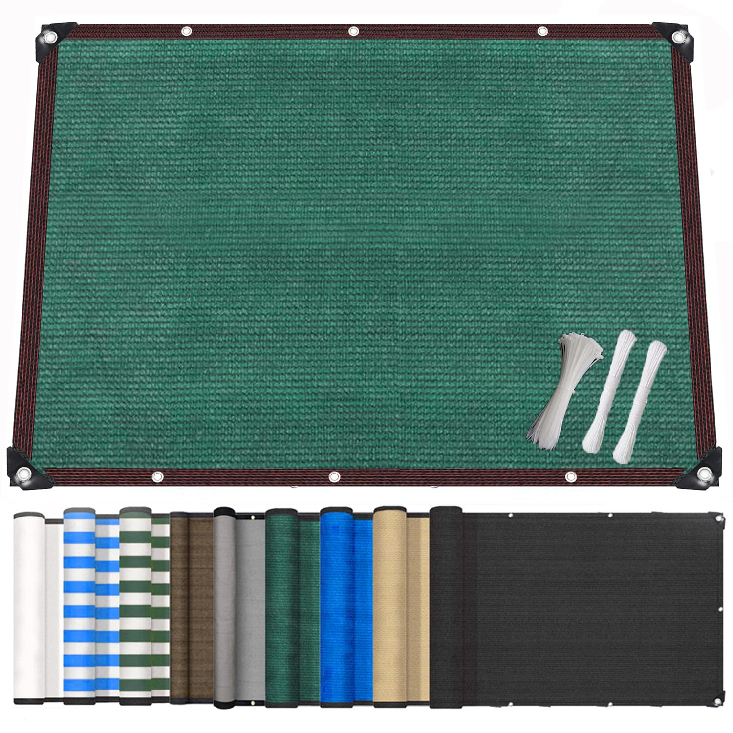 WeiHuangC Balcony Privacy Screen, 95% UV Block Windproof Sun Shade Netting with Cable Ties & Rope, Tear-Resistant Outdoor Privacy Fence Cover for Patio, Deck, Backyard, Garden & Pool Green 1.8x10m
