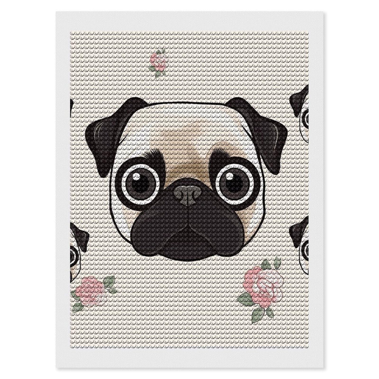 NONHAI Diamond Painting Kits for Adults - DIY Diamond Art Kits for Beginners - Full 5D Paint Drill Diamond Dots Paintings- Line Pug Diamonds Pictures Gem Art and Craft Wall Decor 12"x16"