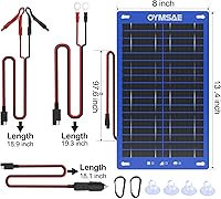 Vista 4 de OYMSAE 12W Solar Car Battery Charger Portable 12V Trickle Battery Charger & Maintainer Waterproof Solar Panel for Car Boat Automotive RV