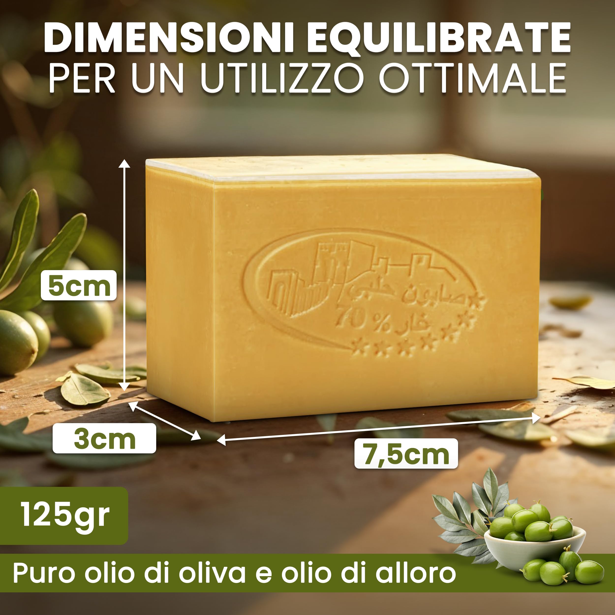 originale con 70% olio di alloro 30% olio d'oliva sapone di Aleppo puro mani viso corpo capelli prodotto Fatto a mano artigianale i ricetta tradizionale