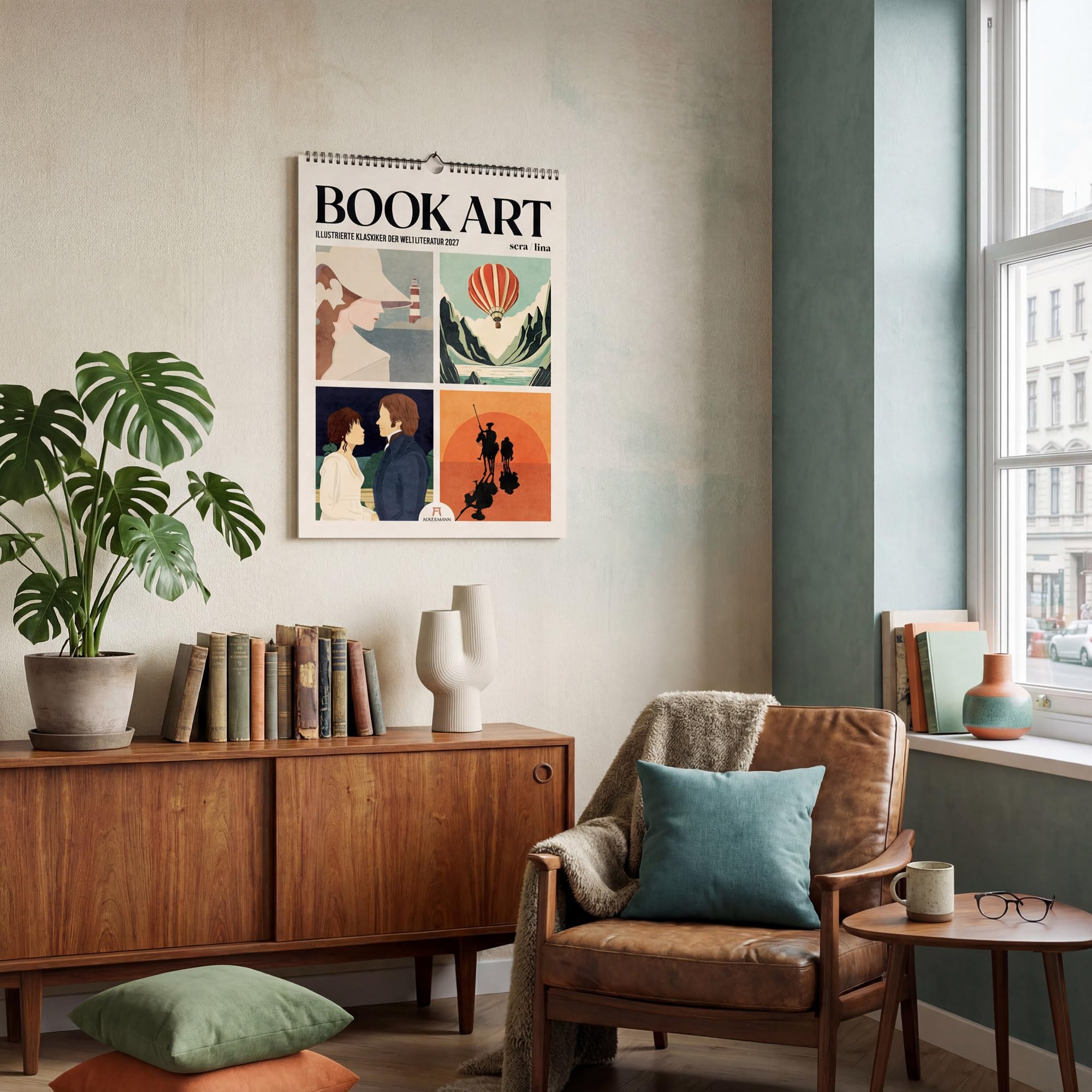 Book Art Plakate-Kalender 2027 | Illustrierte Klassiker der Weltliteratur: Geschmackvoller Retro-Kalender im großen Hochformat (50x66 cm) | Bookish