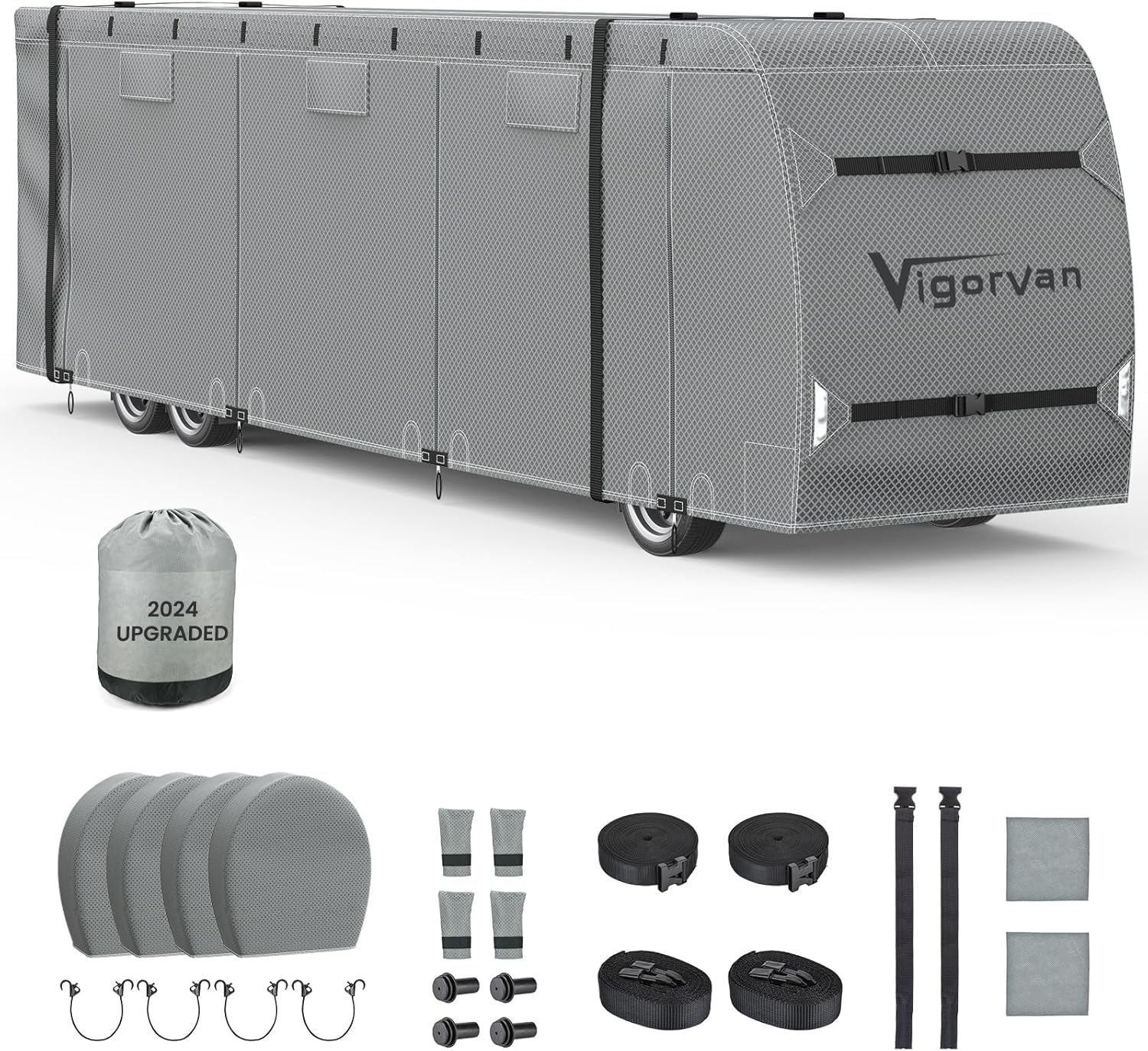 Photo 1 of VIGORVAN Upgraded Class A RV Cover, 7 Layers 33' - 37' Camper Cover Motorhome, Waterproof Winter Motorhome Cover, Anti-UV, Breathable, Rip-Stop with 2Pcs Extra Straps & 4 Tire Covers