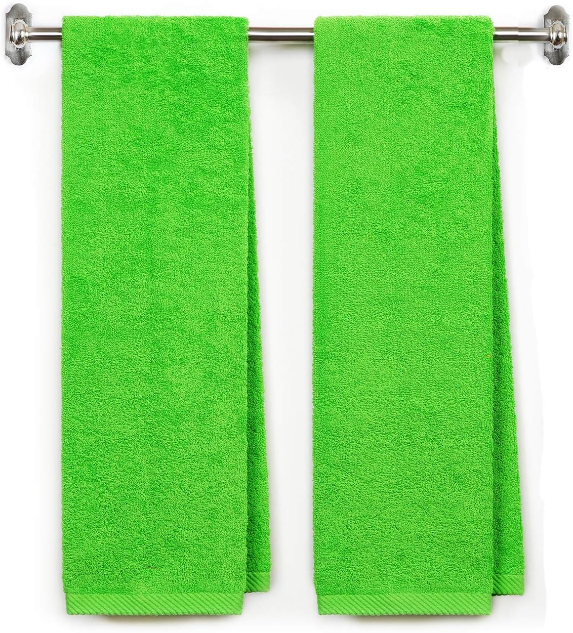 BY LORA Bath Towel 27" x 54" for Gift - Free Embroidered Pool Towels - Embroidered Bath Towels - Lime Green - 2 Pack
