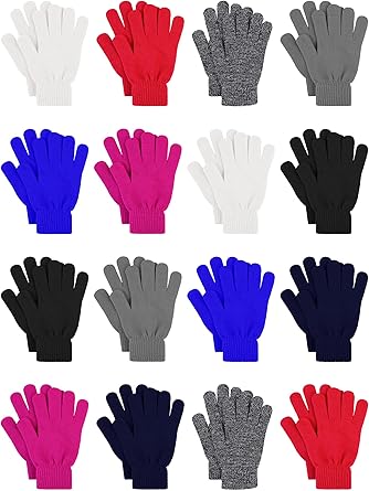 Cooraby 16 Pairs Adult Winter Knitted Magic Gloves Full Fingers