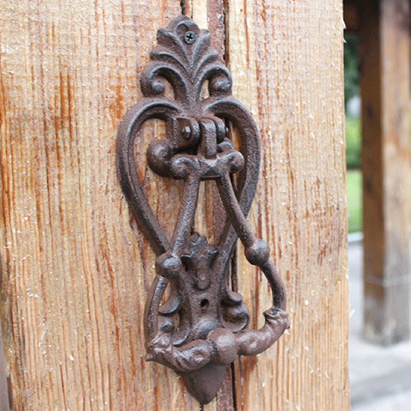 Battente per Porta Antico in Ghisa, Maniglia per Porta Del Cortile in Legno in Stile Country Americano, Accessori per Porte Creative