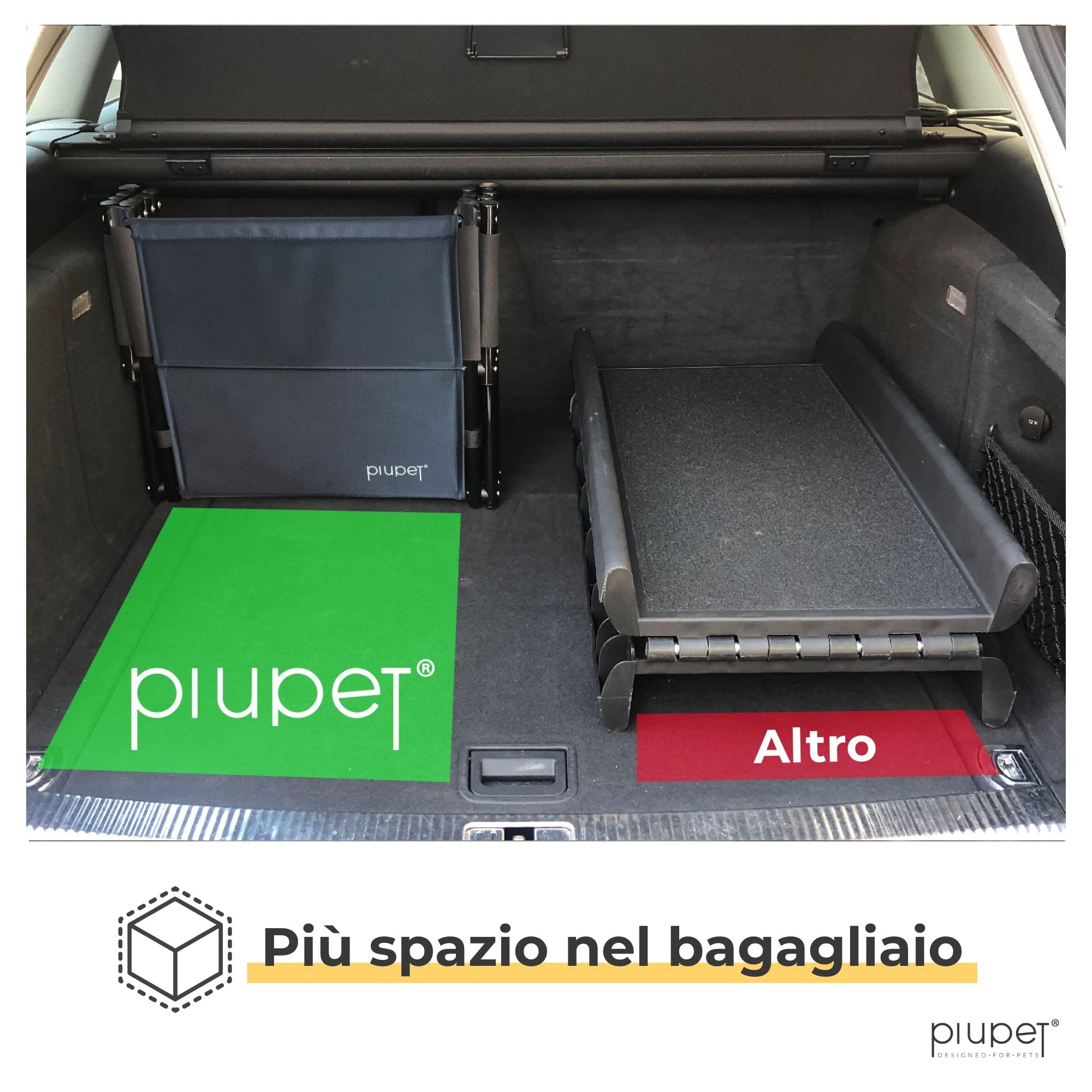 PiuPet® Rampa per Cani I Fino a 80 kg I Utilizzabile per Tutti i Veicoli I Grandi e Piccoli Cani I Pieghevole I Rampe per Auto | Rampe di Carico