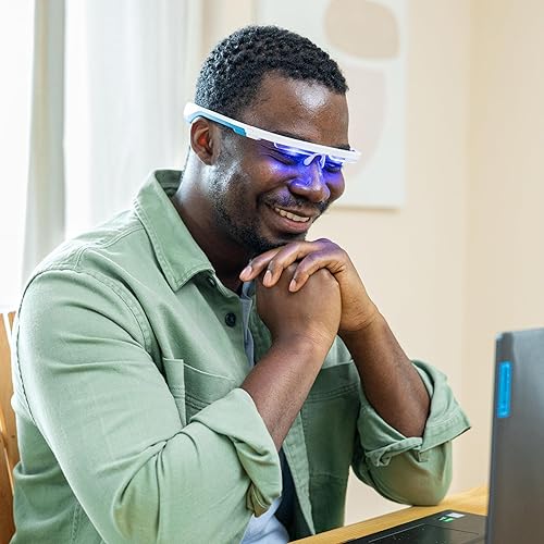 Miniatura 2 de AYO: Gafas de terapia de luz azul de alta calidad | Duerme mejor, aumenta la energía, mejora el estado de ánimo, lámpara portátil de terapia de luz