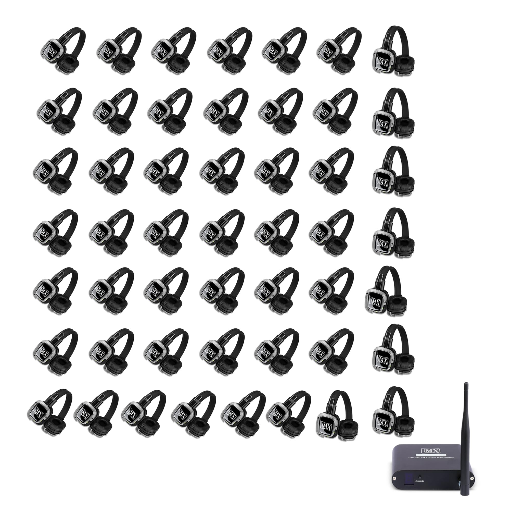 MX Wireless Silent Headphones & 3-Channel Transmitter Bundle – Wireless Rechargeable Headphones with LED Channel Indicators, Adjustable Fit Ideal for Silent Discos, Yoga, Concerts (Pack of 50)-image-37