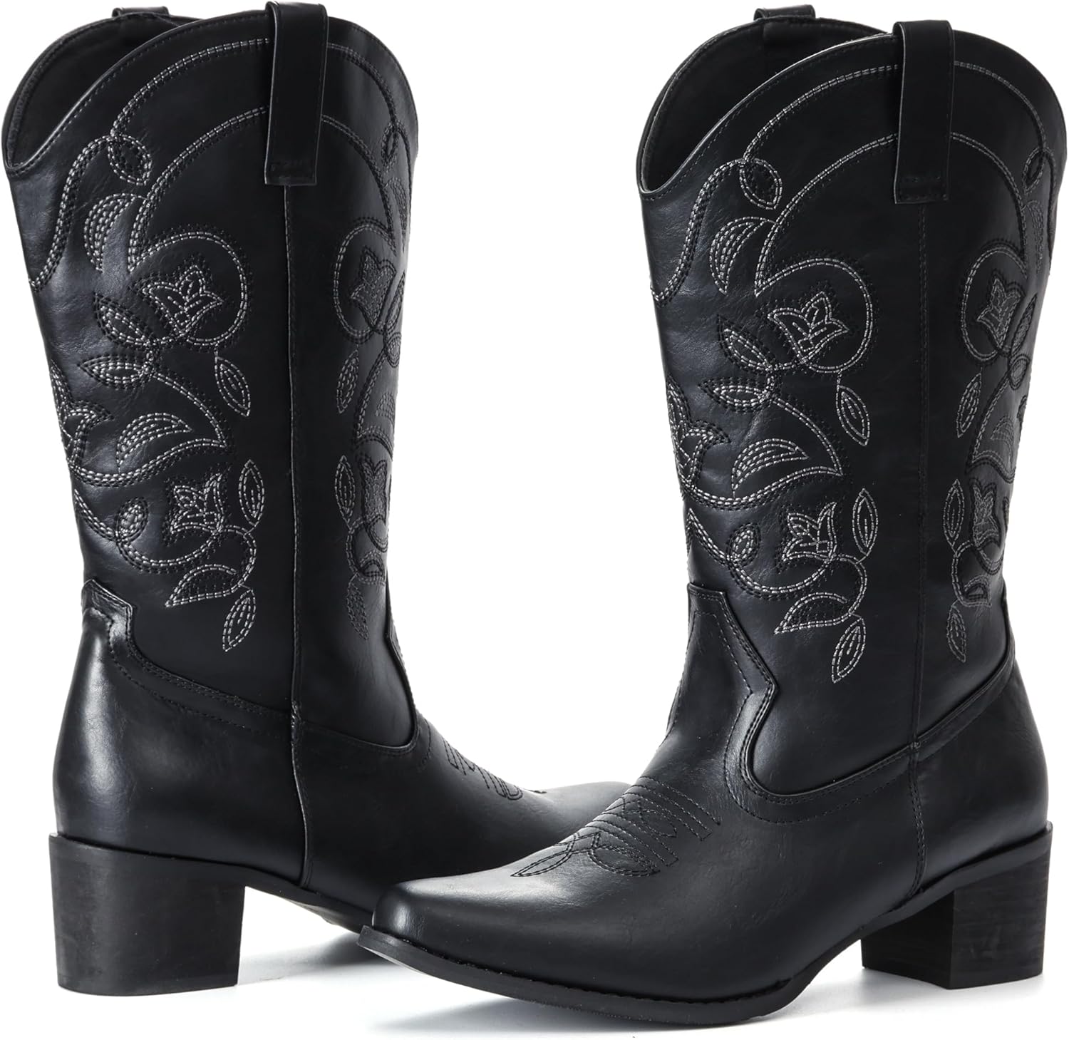 IXU Cowboy Boots For Women Wide Calf Pointy Toe Cowgirl Mid Calf... - Picture 35 of 55