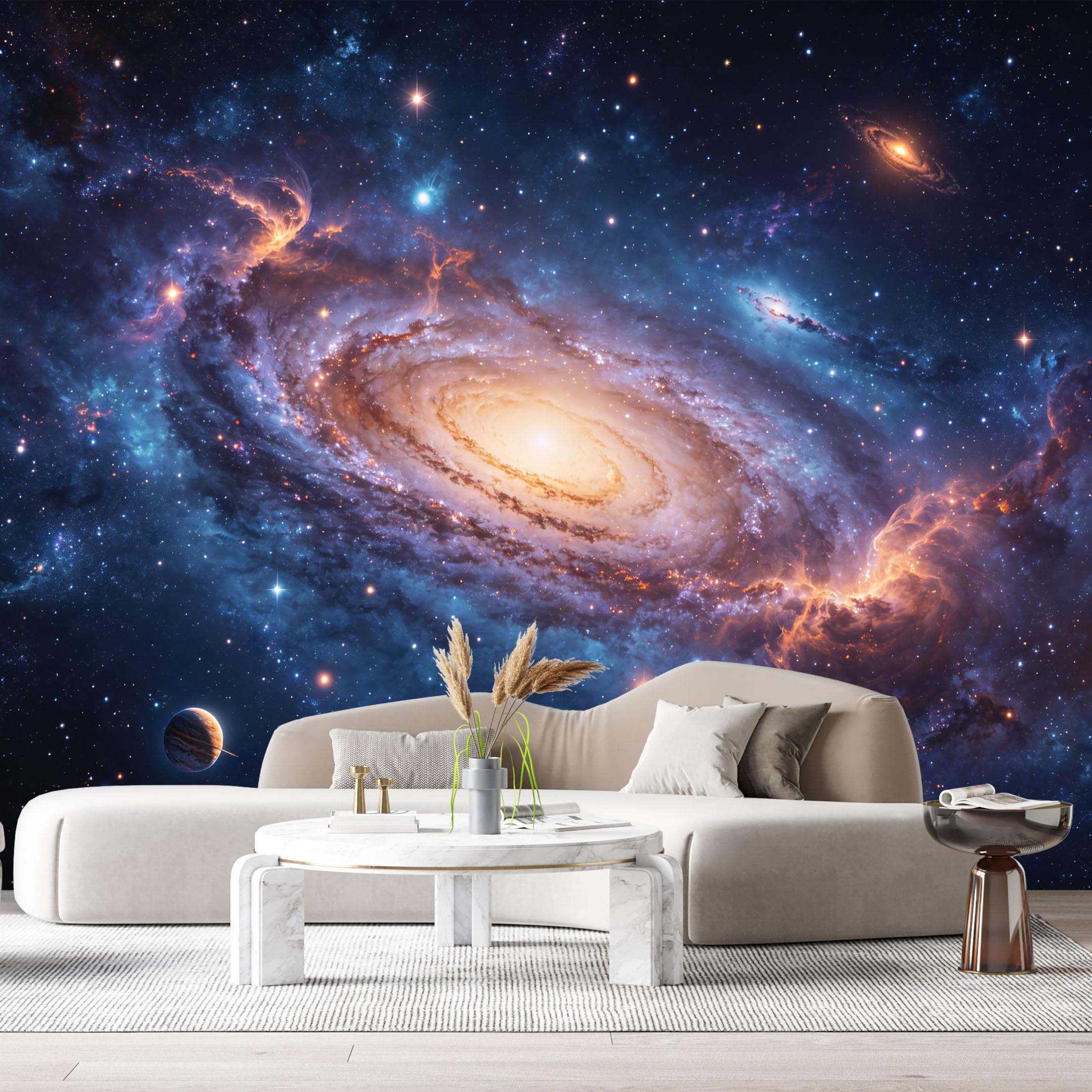 Custom Size Wall Murals Deep Space Galaxy Celestial 3D Surrealism Stars Planet Nebulae SelfAdhesiveWall Fabric Removable Wallpaper Wall Decor for Living Room Bedroom Bathroom