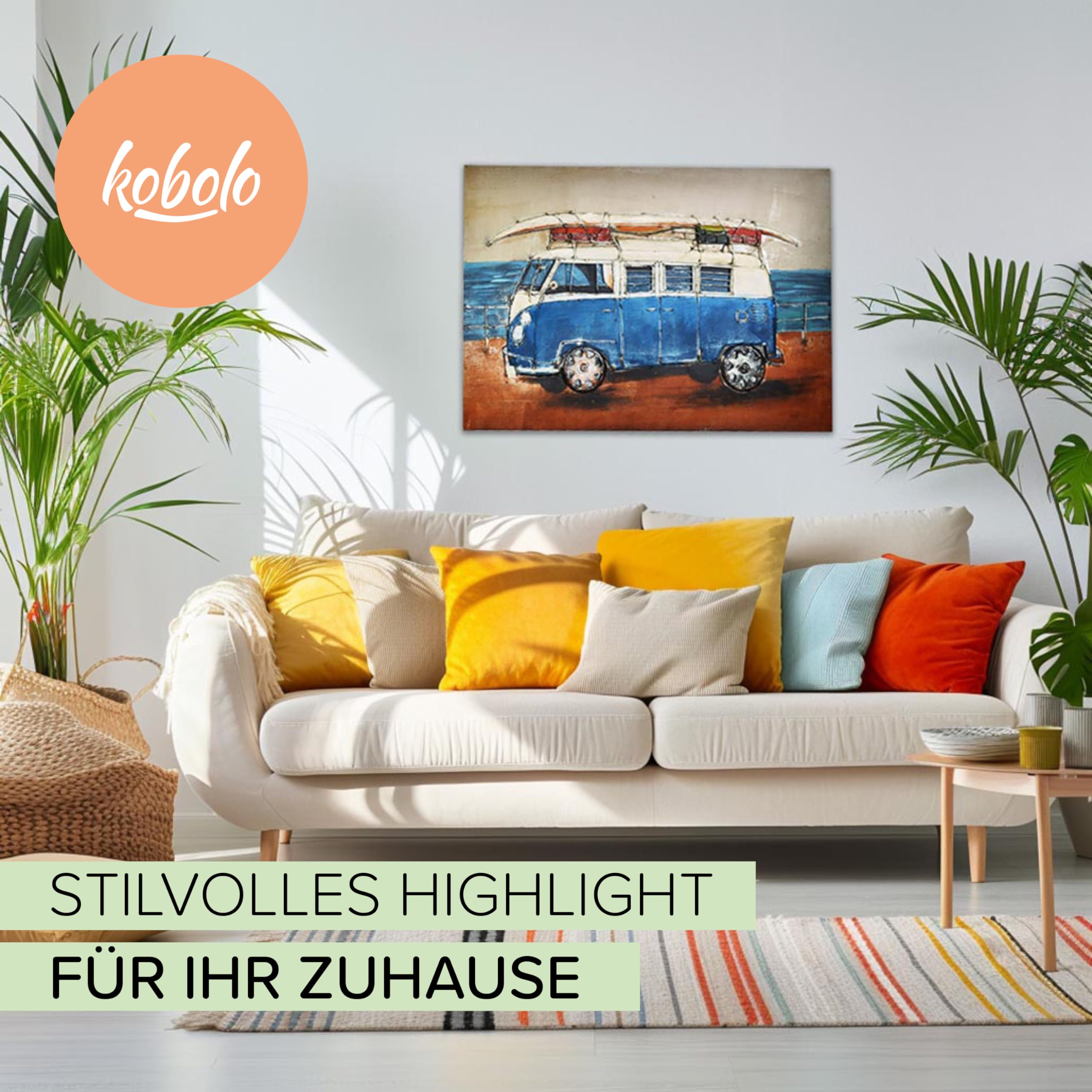 Kobolo Wandbild Wanddeko Metallbild 3D-Bild BEACH BULLY XXL 108x72 cm