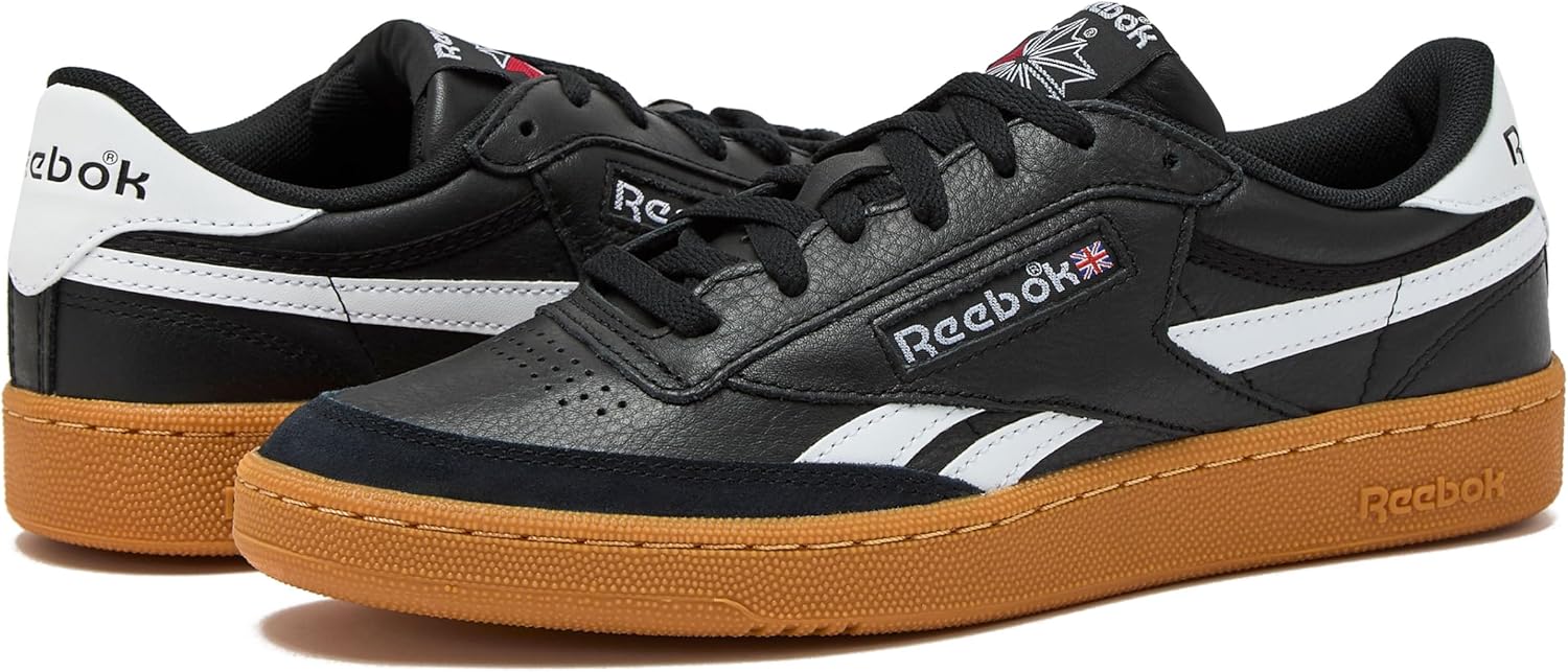Reebok Club C Revenge Vintage Sneakers for Men - Casual Tennis Mens Shoes, Black/White/Gum, 10.5 - Image 6