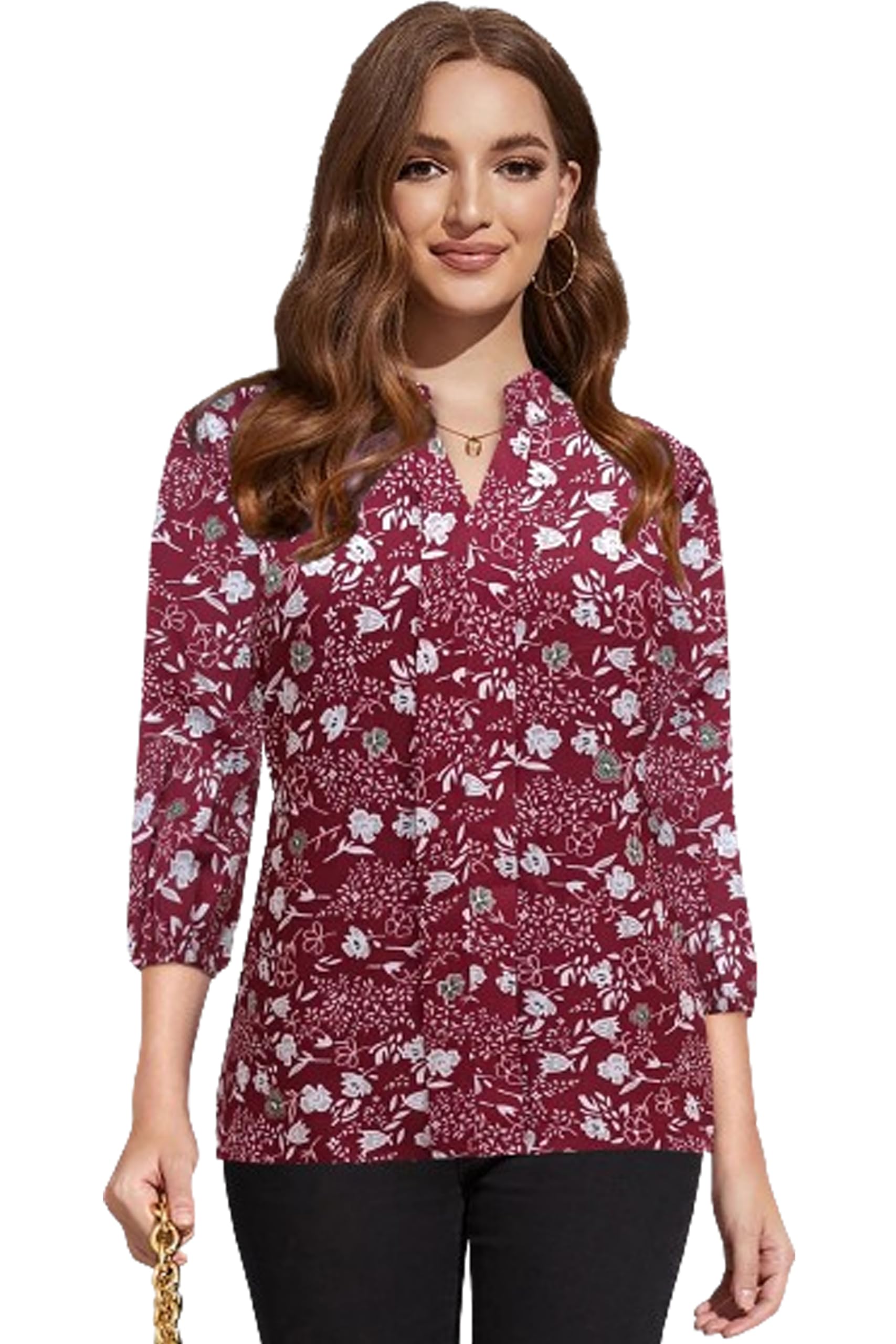 keri perry Women's Maroon Muslin Floral Straight Western Top | Winter Top |Top for Women | Latest Women Top | Trendy Women Top-picture-45