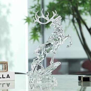 Amazon.co.jp: BEAULEMNA 鹿像 アクリル 跳躍 トナカイ 鹿 置物 ガラス