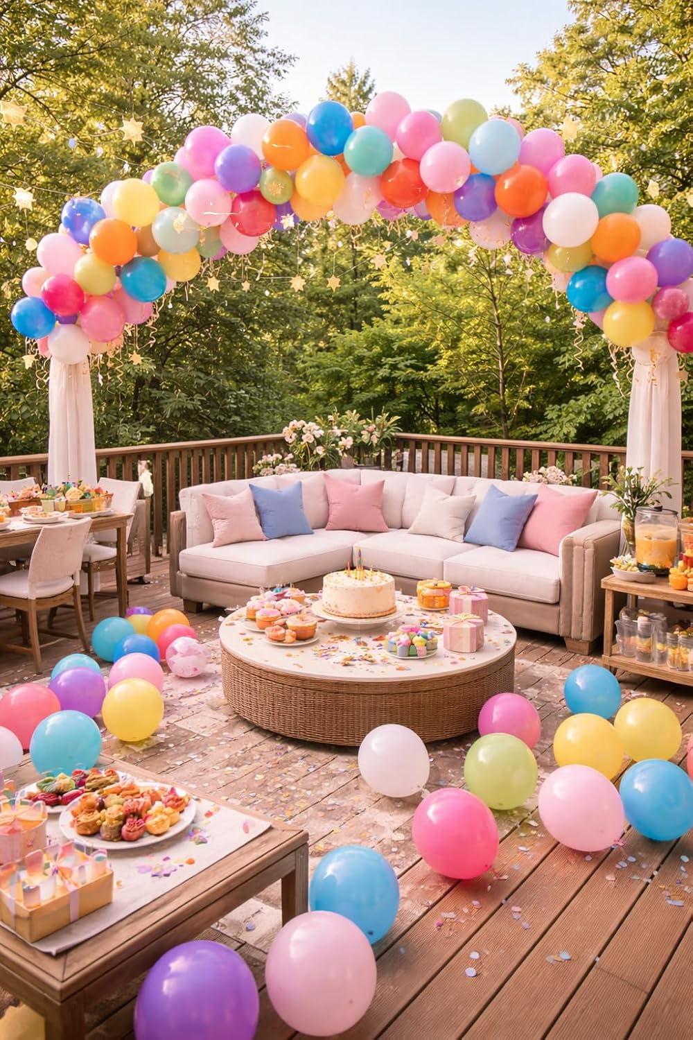 100 Pack Latex Balloons – 12 Inch Assorted Rainbow Party Balloons with Arch Strip, Ribbon & Glue Dots – Birthday, Baby Shower & Balloon Arch Decoration Kit