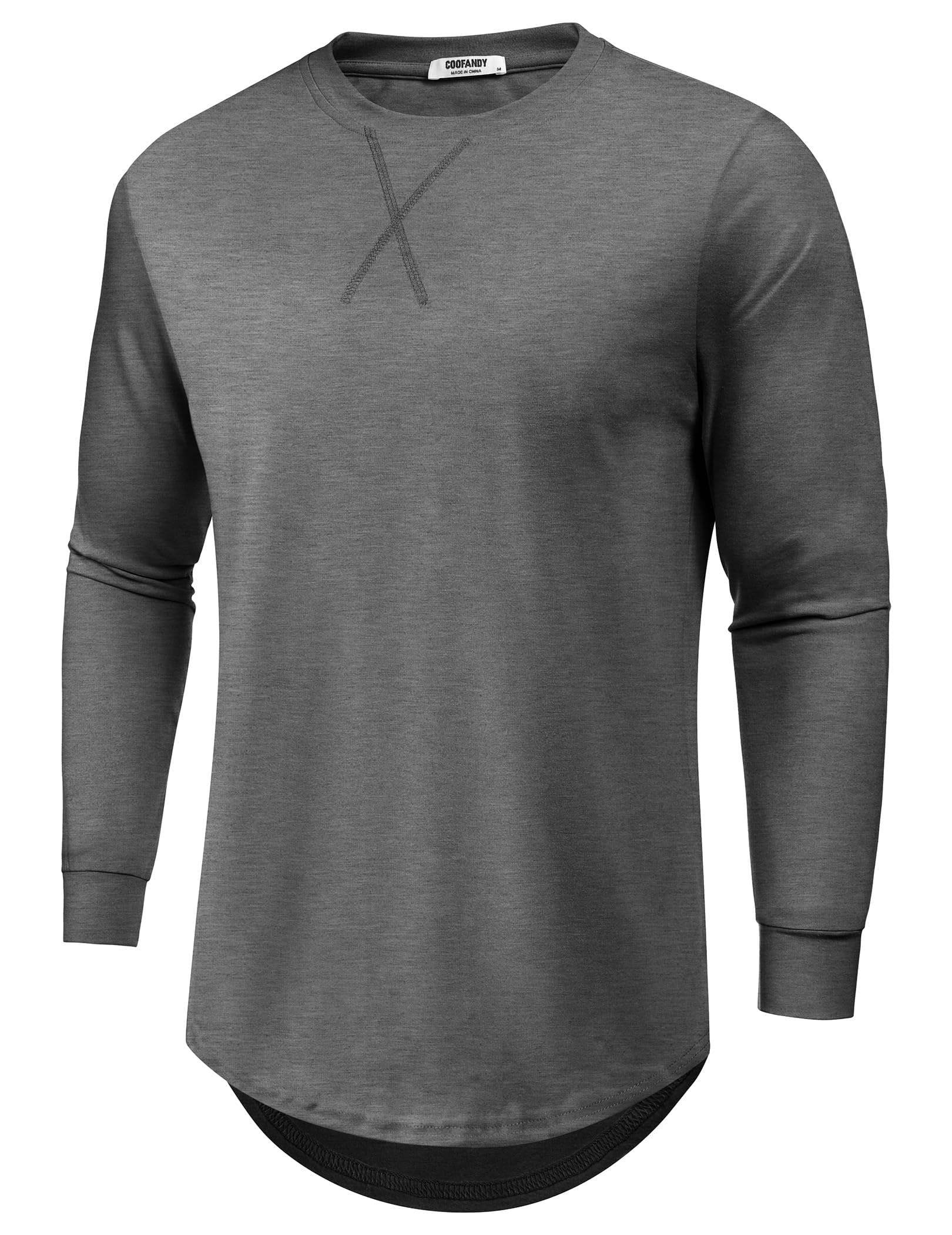 COOFANDY Mens Cotton Hipster Hip Hop Longline Crewneck T-Shirt