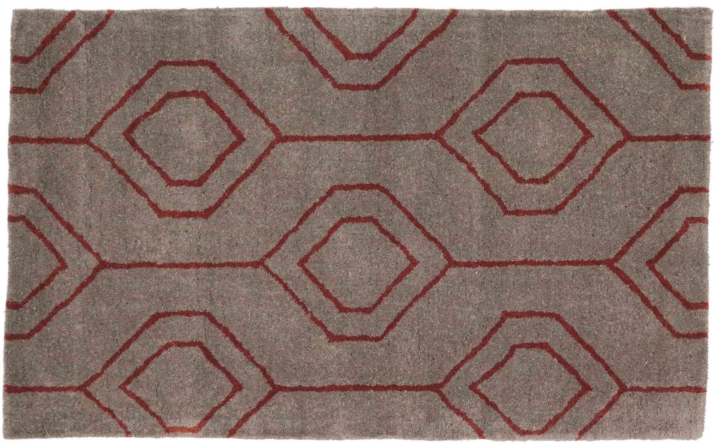 Tapis en laine vierge fait main violet anti-sol froid pour chambre et salon
