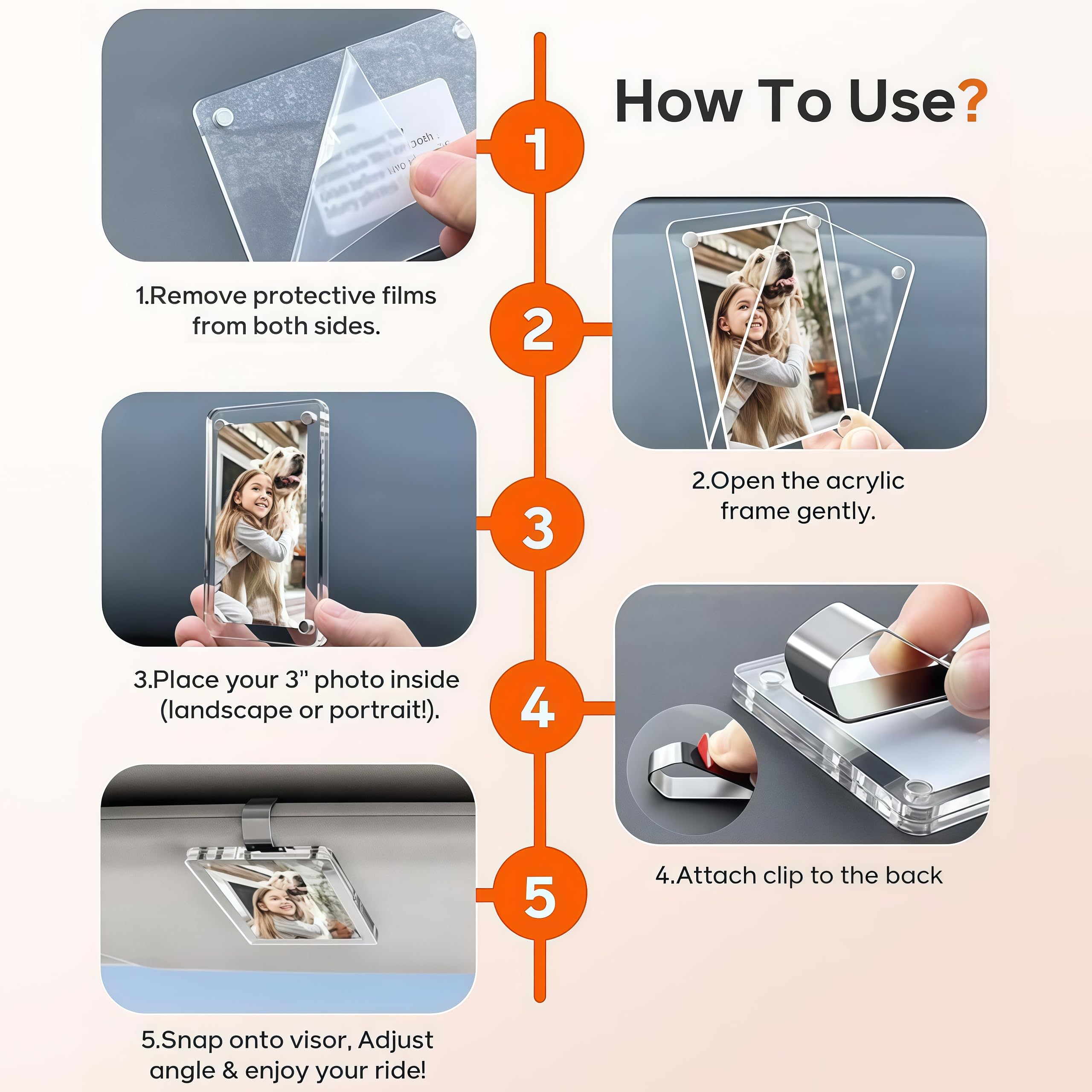 2Pcs Visor Clips for Cars 3 5x2 4inch Car Picture Holder Adding Family or Personal Photos Personalized Car — view 6