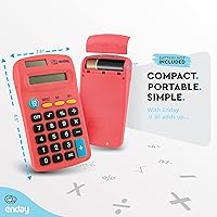 Vista 4 de Calculator Red, Basic Small Solar and Battery Operated, Large Display Four Function, Auto Powered Handheld Calculator School and Kids Available in