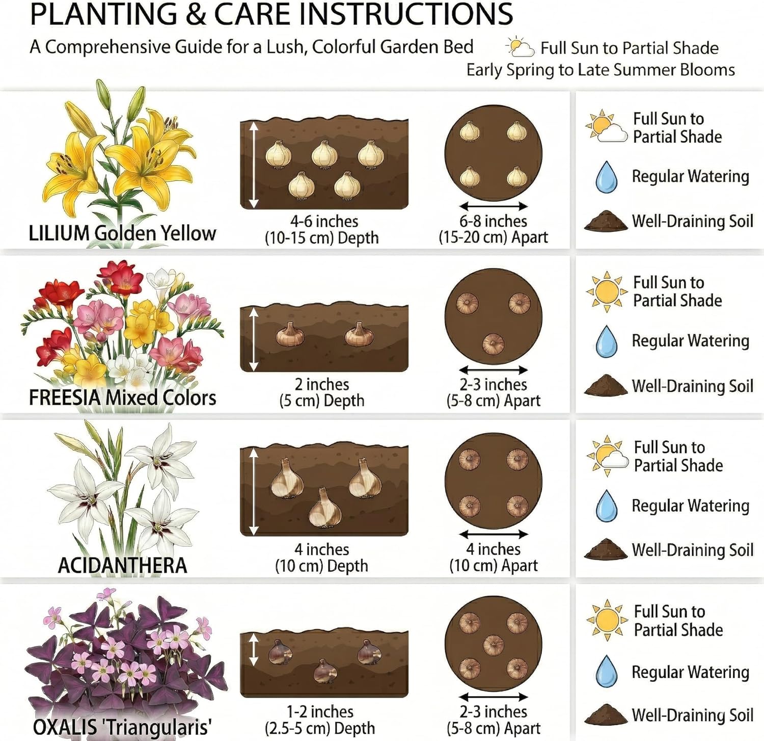 Amazing Deal -Spring & Summer 100 Flower Bulbs for Planting, Garden Party Mix, Sun-Loving Perennial Bulb Collection, Attracts Butterflies, Bees & Hummingbirds, Zones 3-9