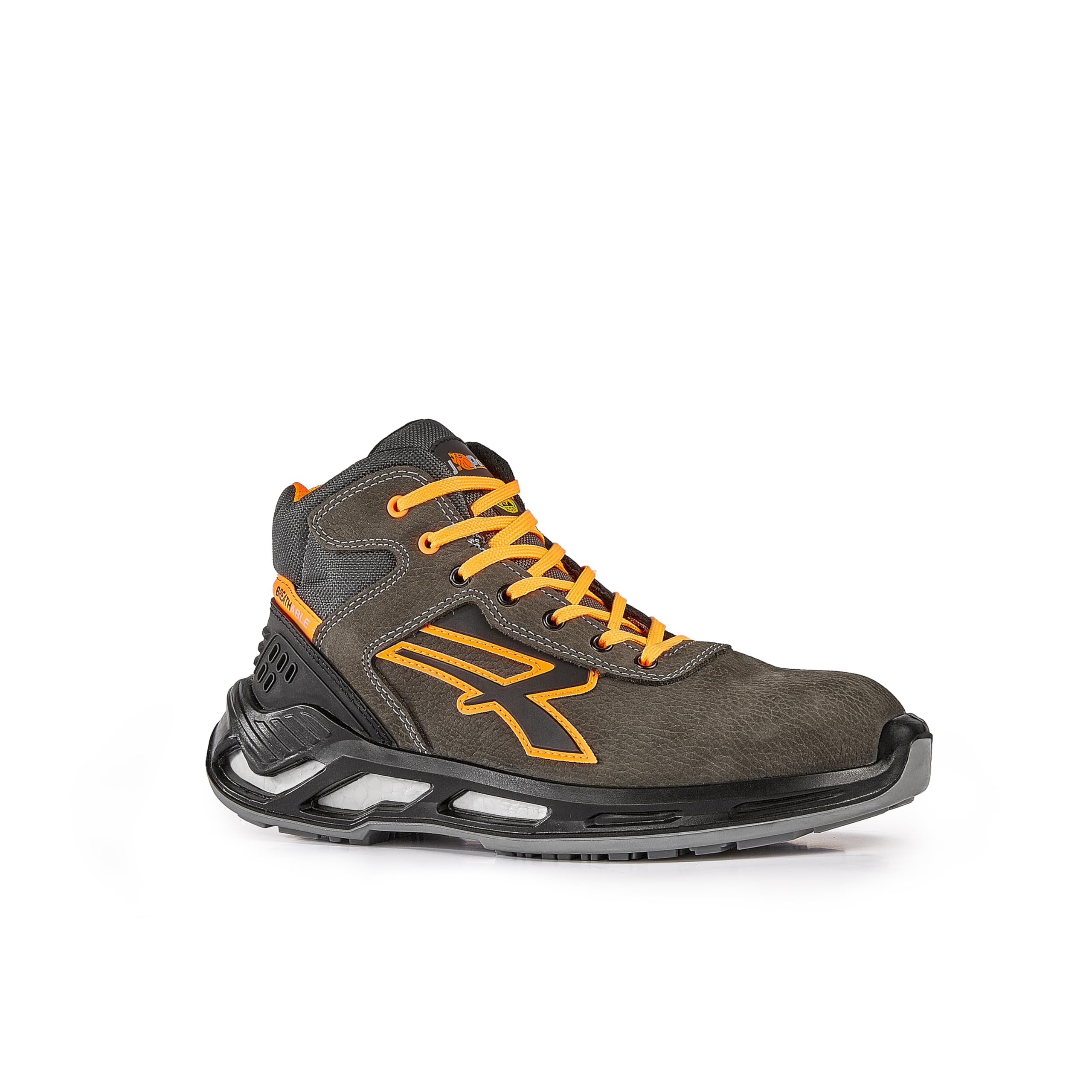 U-Power - Baskets de sécurité hautes avec renfort anti-shock JORDAN - Usage général - ESD S3 CI SRC 42 Gris / Orange