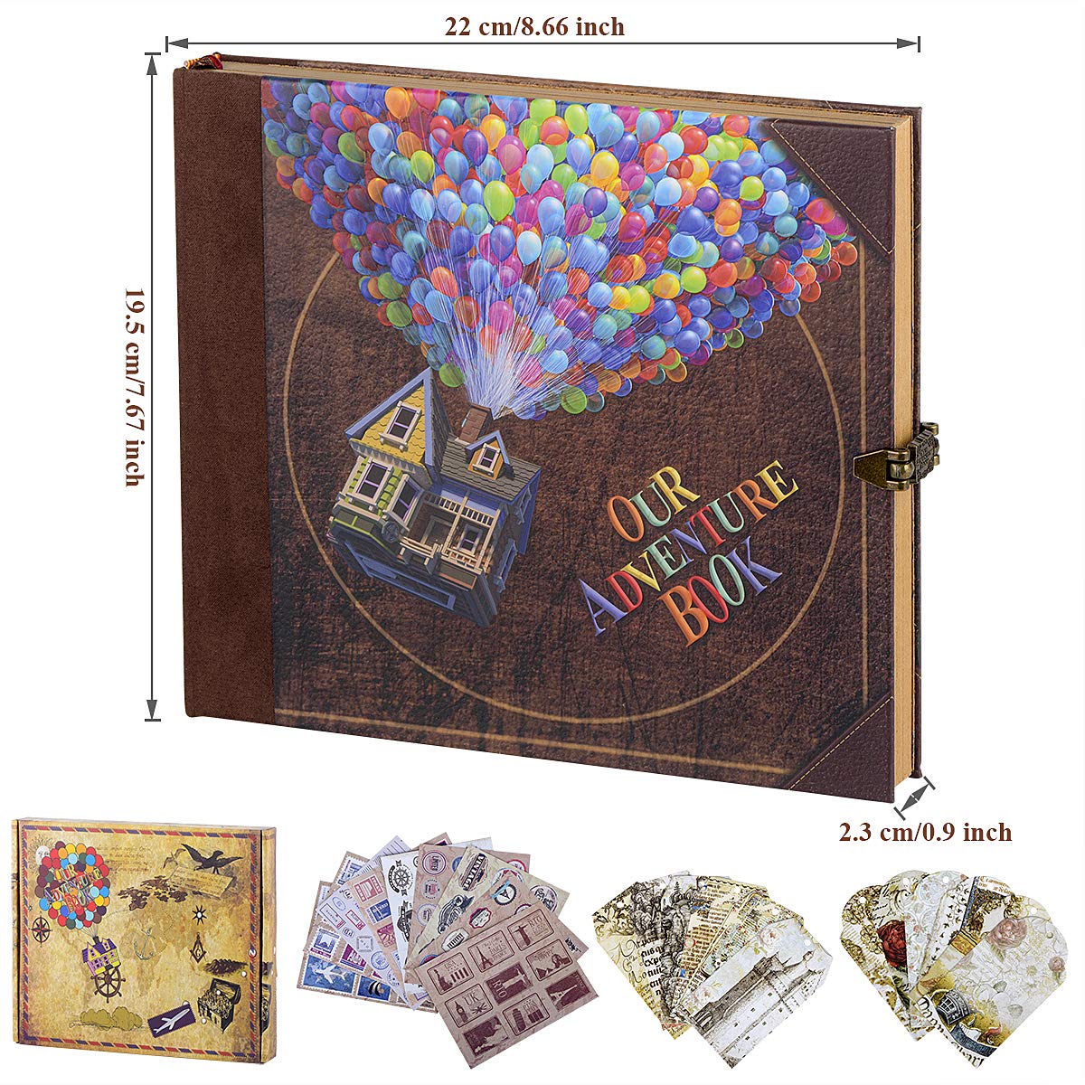 Our Adventure Book 146 Seiten DIY handgemachtes Sammelalbum, geprägter Ledereinband, ideal für Erinnerungen, Jahrestage, Hochzeiten und beste Freunde, inspiriert von der "Up"-Saga (mehrfarbig – Unser