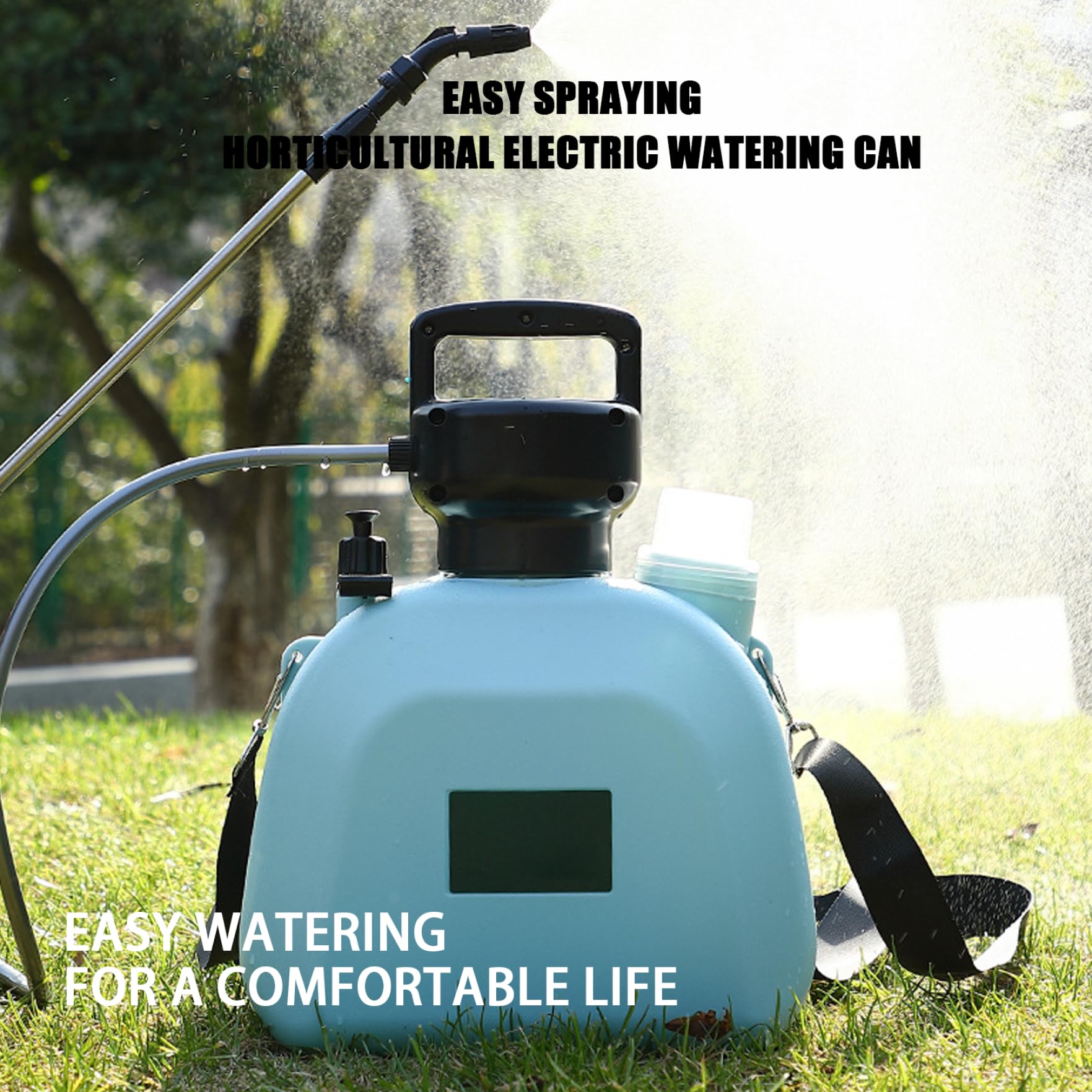 Spruzzatore elettrico da giardino da 5 litri, annaffiatoio a pressione ricaricabile tramite USB con maniglia, blu