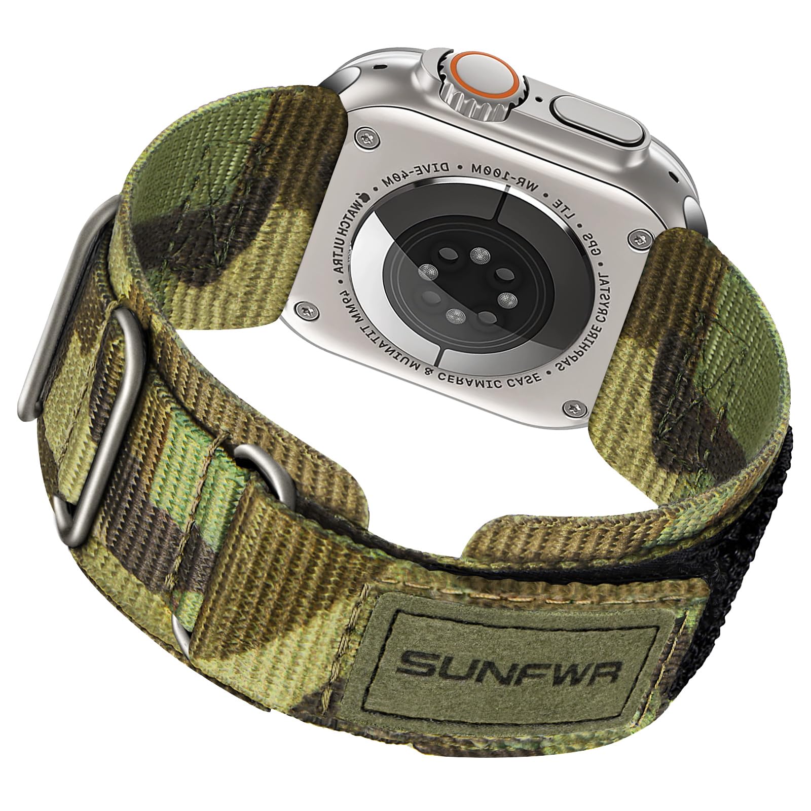 SUNFWR Rugged Nylon Band for Apple Watch Ultra 3&2&1 49mm 46mm 45mm 44mm 42mm Men,Velcro Tactical Military Strap for iWatch Series 11/10/9/8/7/6/5/4/3