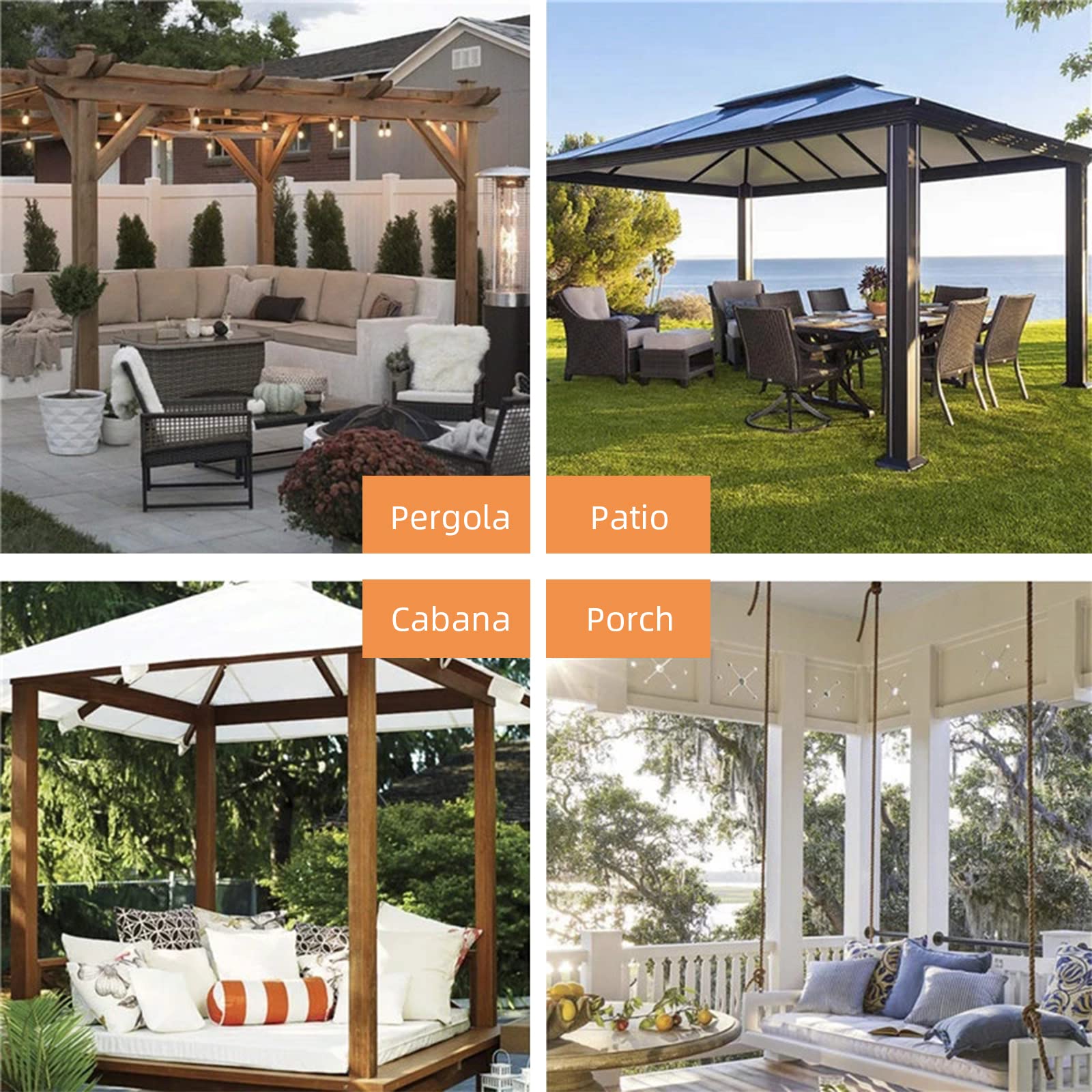 Buitengordijnen, voor tuin, patio, waterdicht, verduisterend, warmte