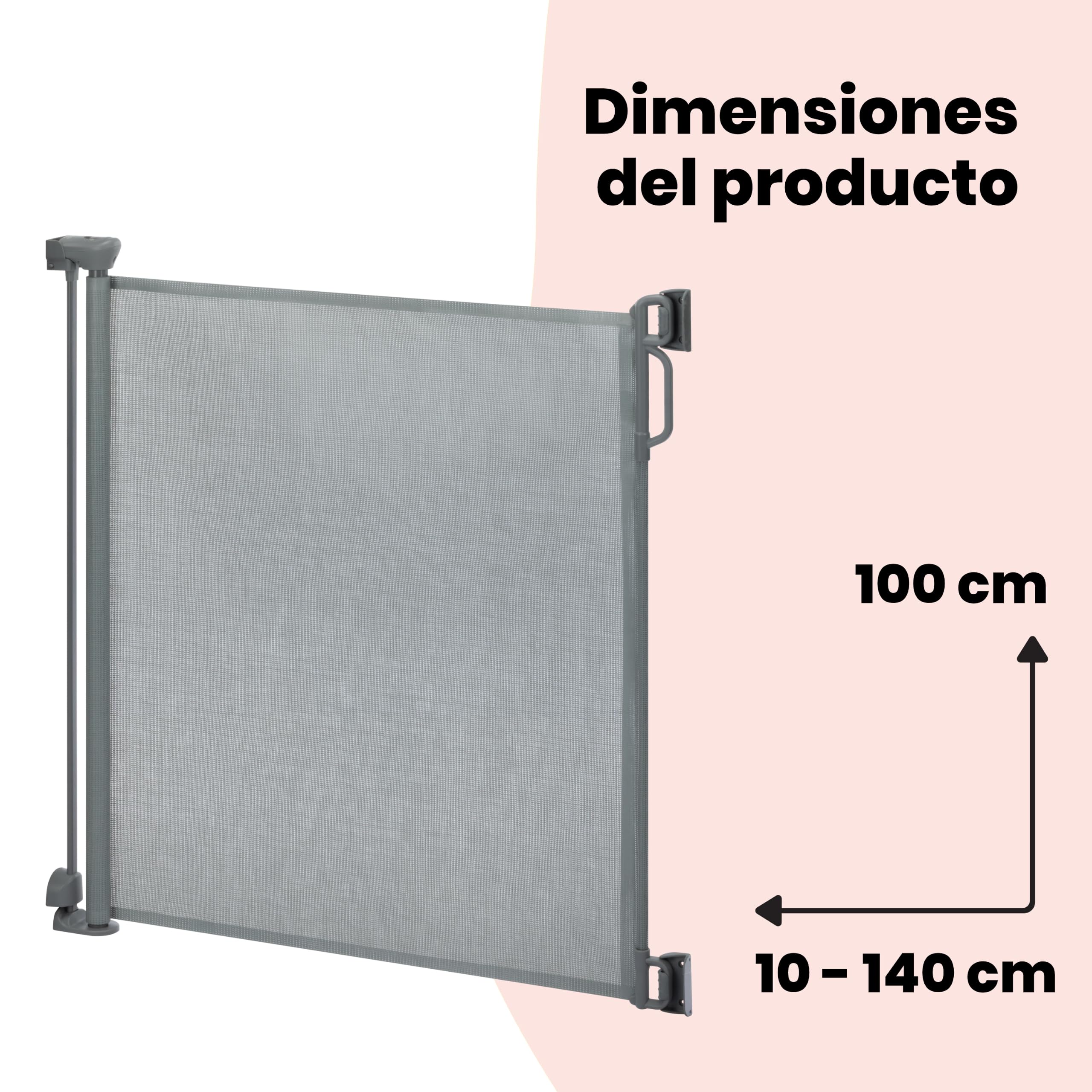 Safety 1st barrera retractil, puerta seguridad bebe 140 cm, Light Grey