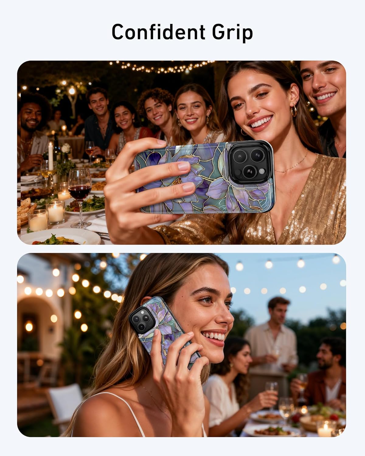 Goodon for iPhone 15 Pro Max Wallet Case with Card Holder,RFID-Blocking,Aesthetic Vintage Floral Girly Shell,Trendy Unique Cool Retro Protective Phone Cover for Women Girls - Fancy Purple Lotus - Image 4