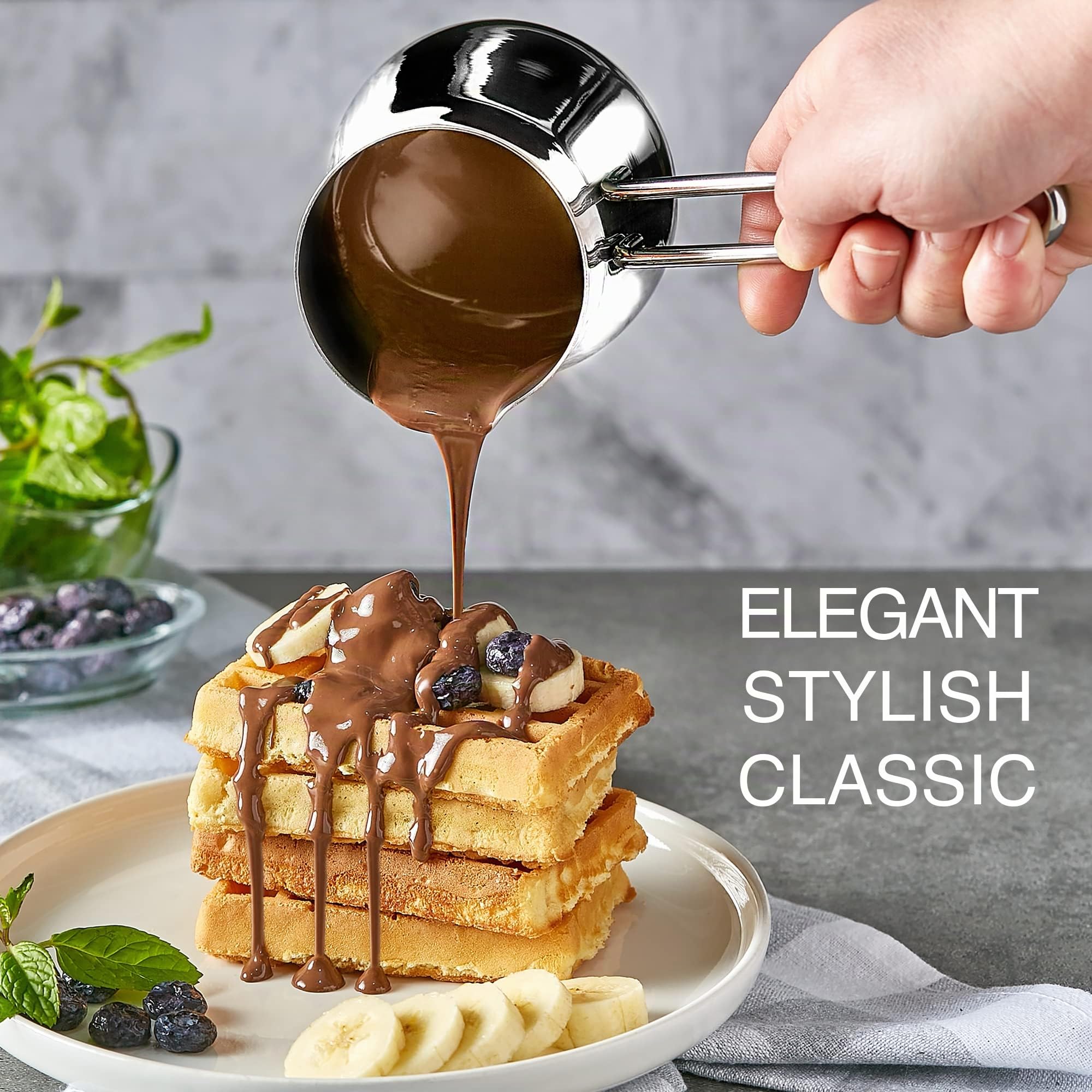 CRYSTALIA Premium Qualitat Türkische Kaffeekanne, 425ml 18/10 Edelstahl Cezve, Herdplatte Mokkakanne, Milchkanne, Griechisch Arabische Kaffeekanne Türkischer Kaffeekocher, Mocha Pot Turkish Coffee Pot