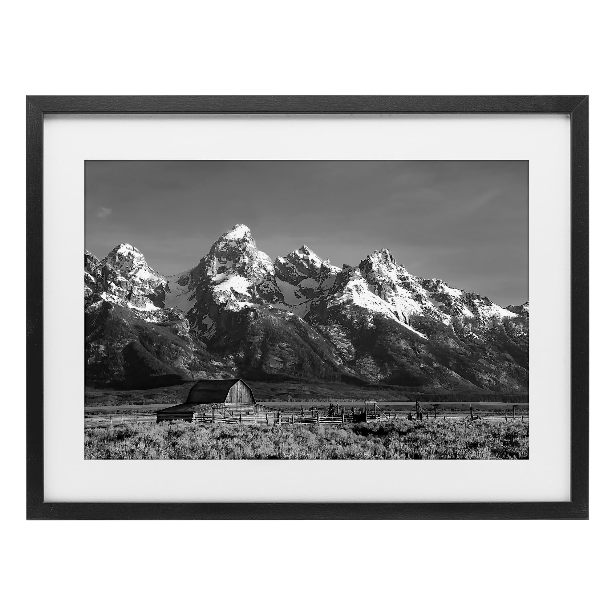 Stupell Industries 'John Moulton Barn Landscape', Framed Print Under Glass, Black, 23 x 17 Inches, Easy to Hang and Sturdy, Made in USA, by Steve Toole