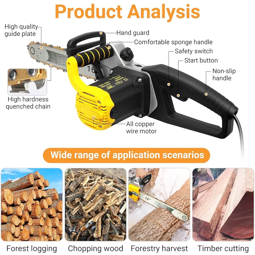 SamFansar 33 Inch Gas Chainsaw, 2200W High Power Electric