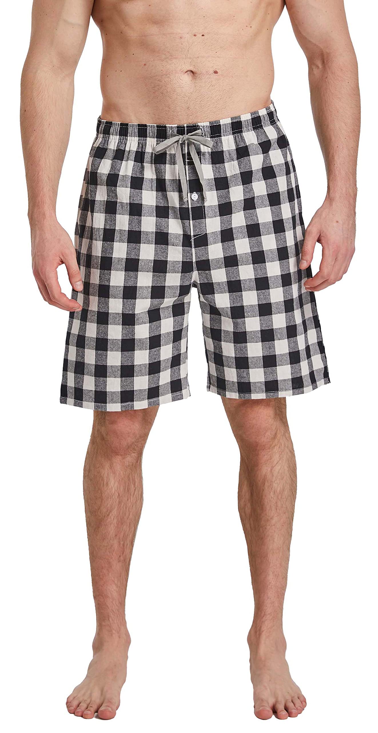WORW Men's Cotton Plaid Lounge Pajama Shorts