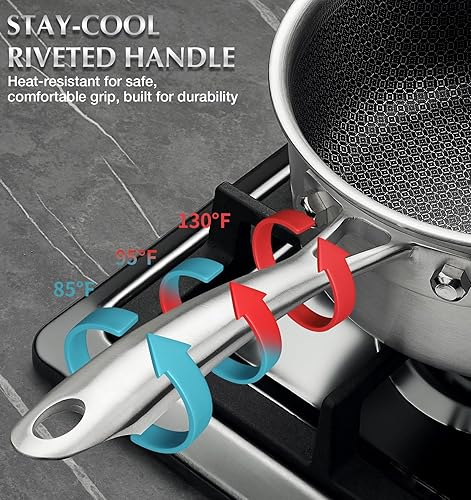 Miniatura 5 de KOCH SYSTEME CS Juego de cacerolas antiadherentes híbridas de acero inoxidable, juego de 6 piezas de cacerolas de acero inoxidable de triple capa