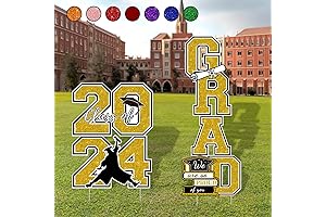 Graduation Yard Signs Stakes 2022 - Class of 2024 Black and Gold Graduation Decorations