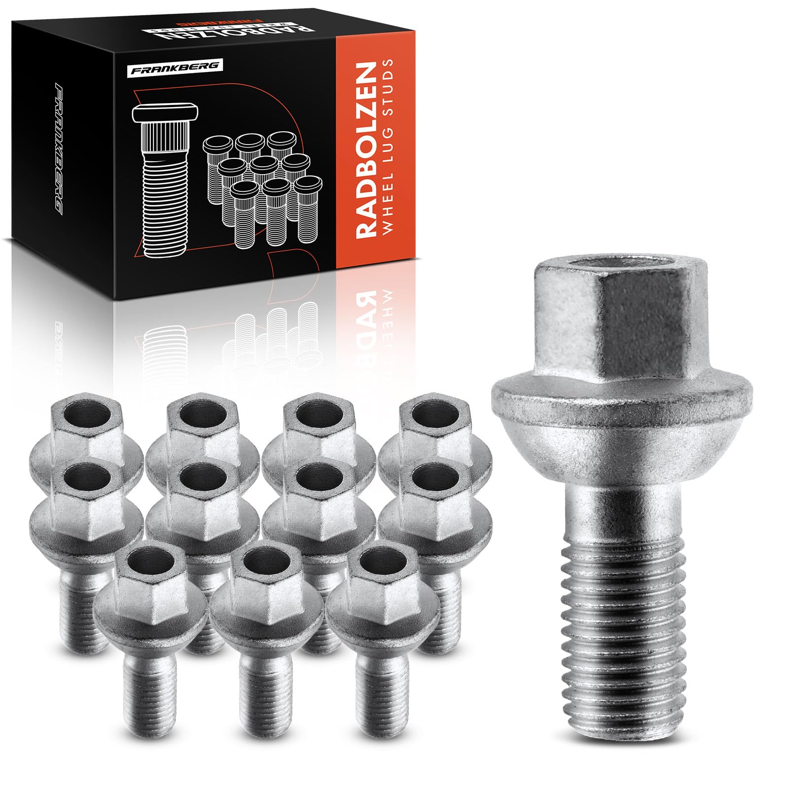 Frankberg 12 bulloni per ruote viti per ruote anteriori e posteriori | Compatibile con: Fortwo Cabrio 451, Fortwo Coupé 451