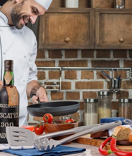 Miniatura 8 de Juego de utensilios de cocina de silicona, utensilios de cocina antiadherentes de silicona y acero inoxidable, espátula, cucharón, servidor de