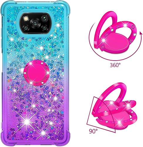 Miniatura 10 de Monwutong Funda de teléfono para Xiaomi Poco X3 NFC, funda para Xiaomi Poco X3 Pro, brillante efecto arena movediza TPU parachoques caso con cuatro